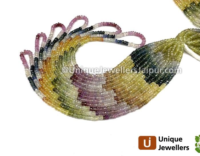Multi Sapphire Faceted Roundelle Beads
