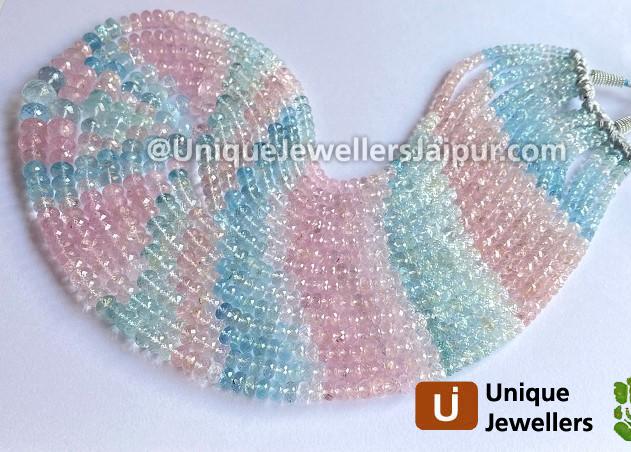 Multi Aquamarine Far Faceted Roundelle Beads