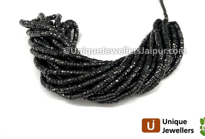 Black Spinel Faceted Tyre Beads