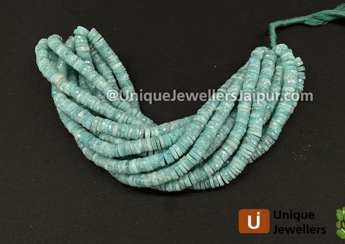 Amazonite Faceted Tyre Beads