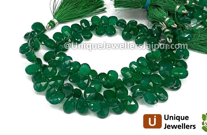 Green Onyx Faceted Pear Beads