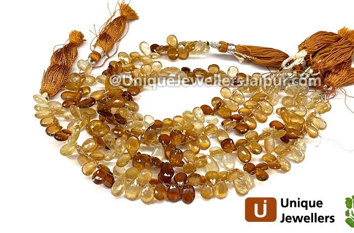Hessonite Faceted Pear Beads