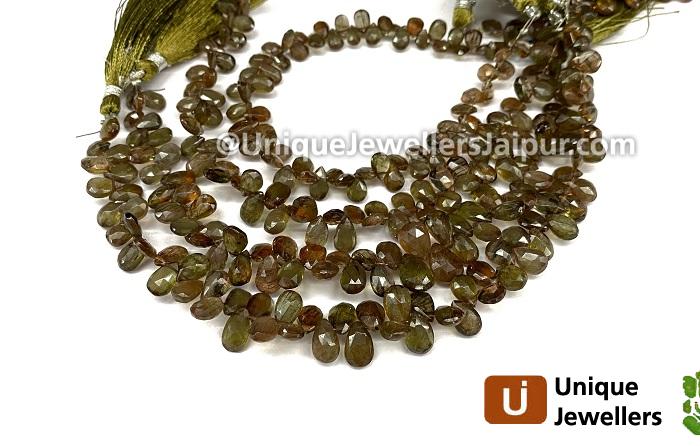 Green Andalusite Faceted Pear Beads