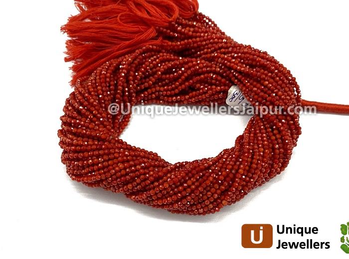 Red Coral Micro Cut Round Beads