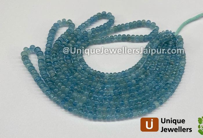 Deep Blue Milky Aquamarine Smooth Roundelle Beads