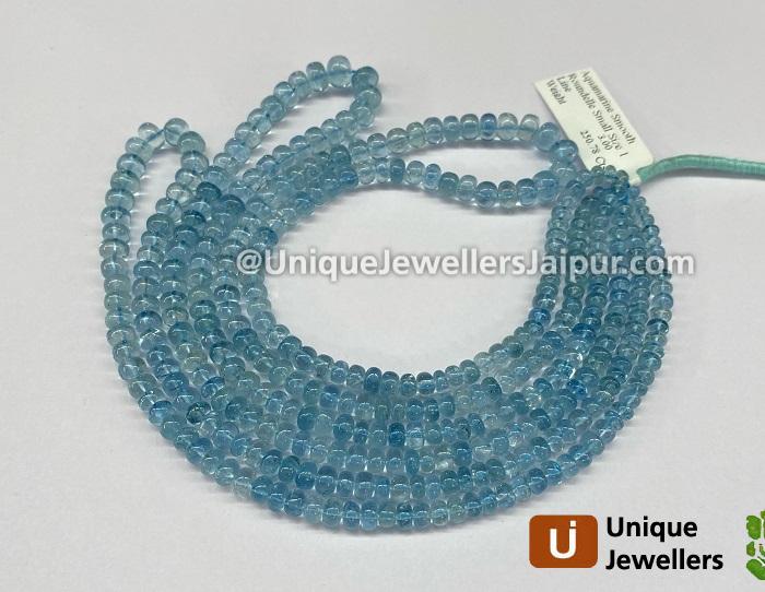 Aquamarine Smooth Roundelle Beads