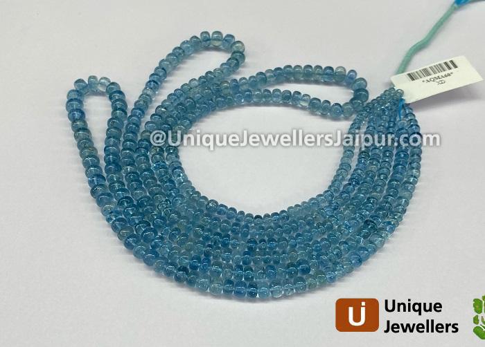 Deep Blue Aquamarine Smooth Roundelle Beads