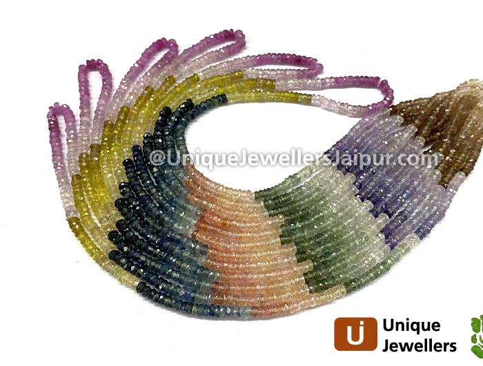Multi Sapphire Faceted Roundelle Beads
