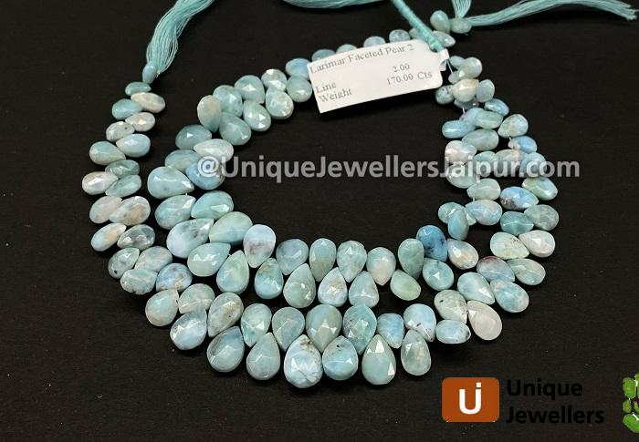 Larimar Faceted Pear Beads