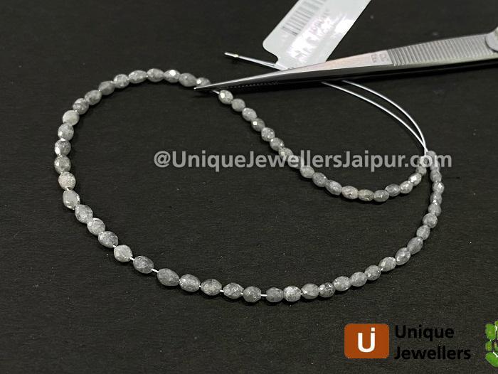Grey Diamond Faceted Barrel Beads