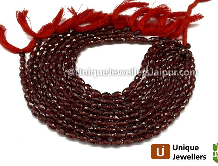 Garnet Faceted Barrel Beads