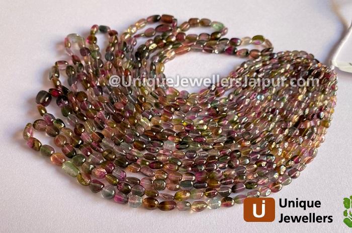 Bi Color Tourmaline Smooth Oval Nugget Beads