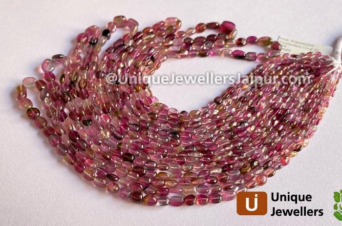 Bi Color Tourmaline Smooth Oval Nugget Beads