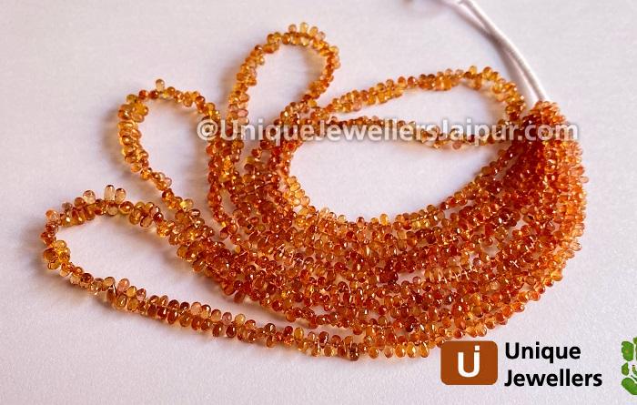 Orange Songea Sapphire Faceted Drop Beads