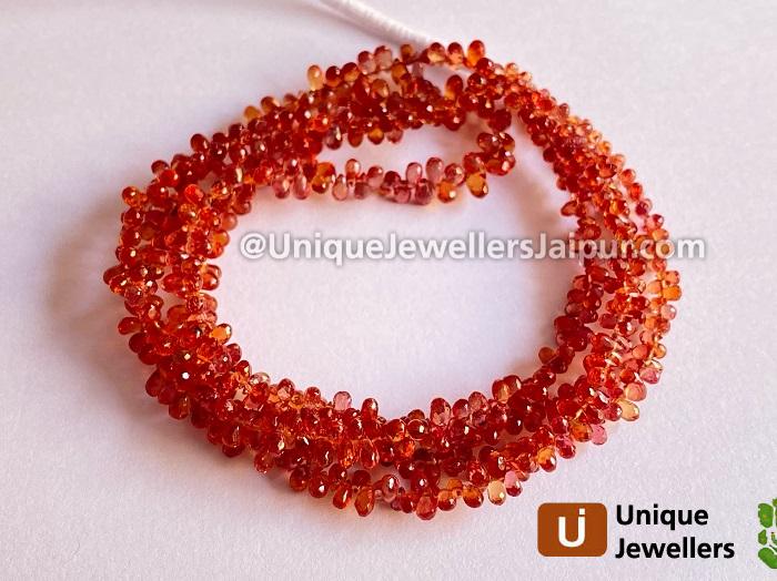 Red Songea Sapphire Faceted Drop Beads