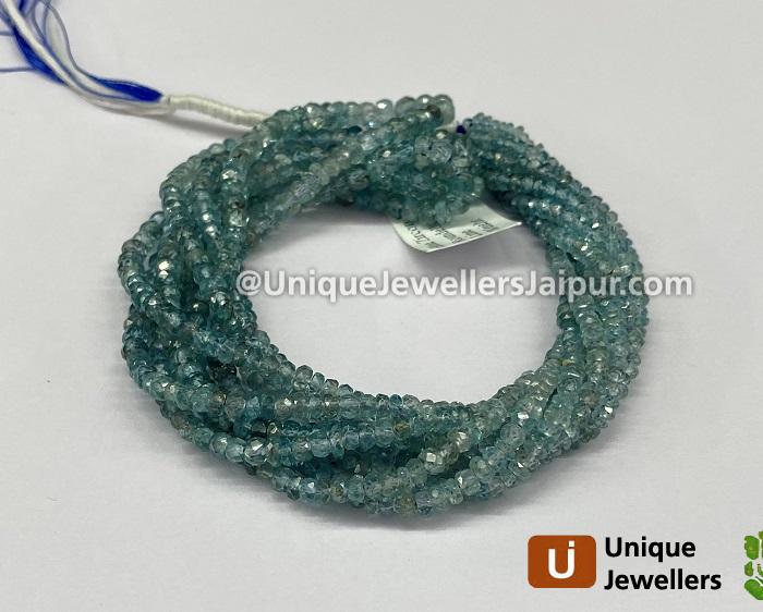 Natural Blue Zircon Shaded Faceted Roundelle Beads