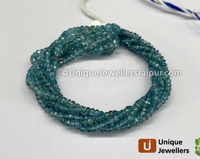 Natural Deep Blue Zircon Faceted Roundelle Beads