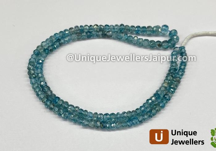 Natural Deep Blue Zircon Far Faceted Roundelle Beads