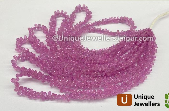 Pink Sapphire Faceted Drop Beads