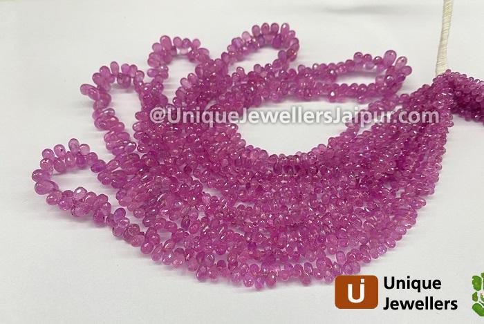 Pink Sapphire Faceted Drop Beads