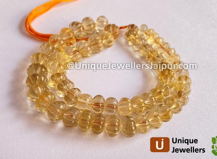 Honey Quartz Carved Pumpkin Beads