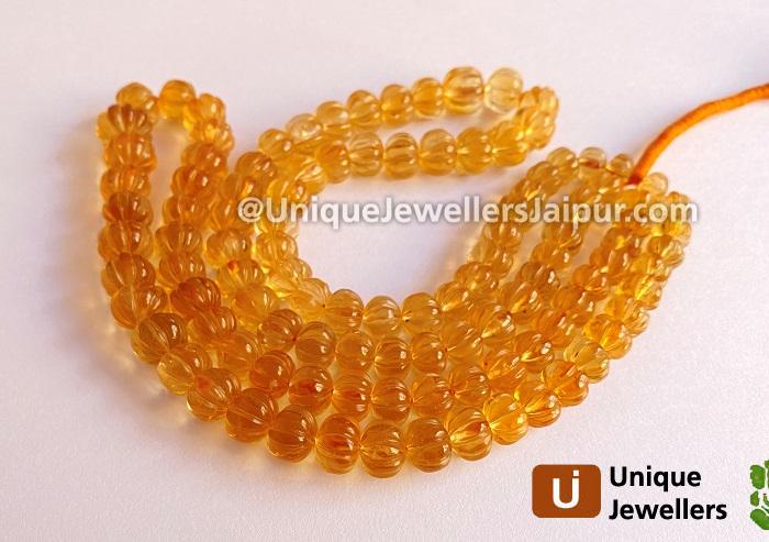 Citrine Carved Pumpkin Beads