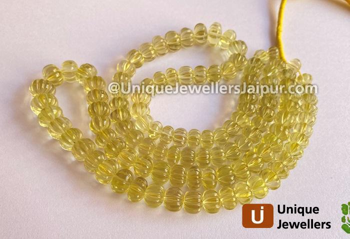 Lemon Quartz Carved Pumpkin Beads