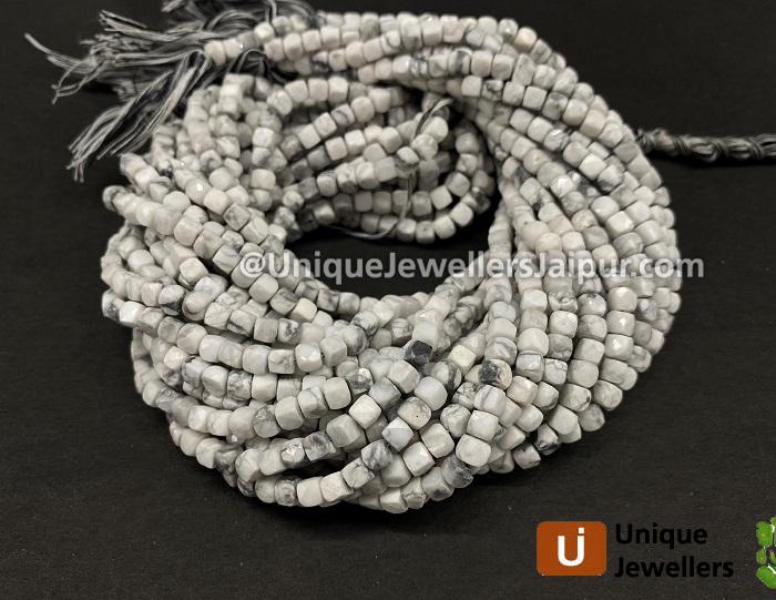 Dendritic Opal Faceted Cube Beads