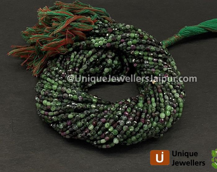 Ruby Zoisite Faceted Coin Beads