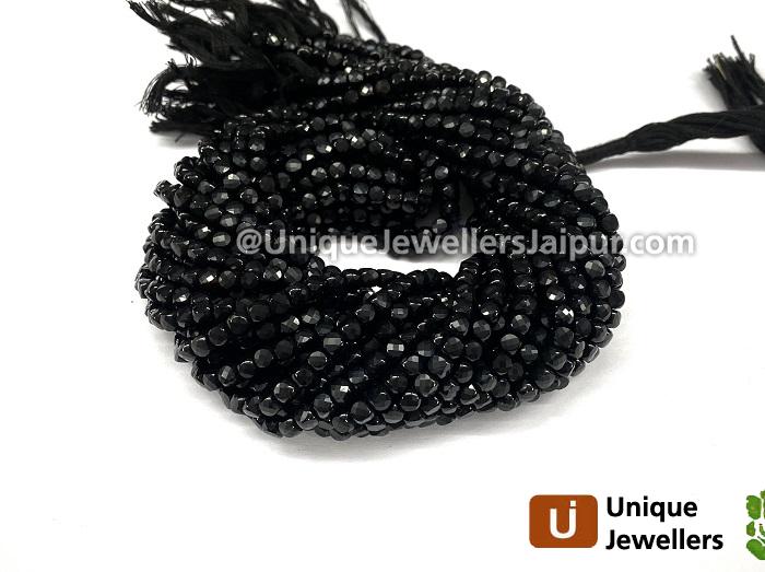 Black Spinel Faceted Coin Beads