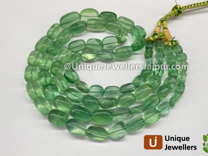 Basil Green Fluorite Far Smooth Nugget Beads