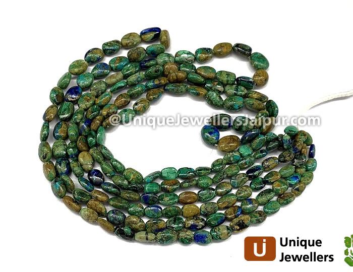 Azurite Malachite Smooth Oval Beads