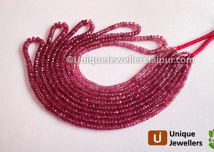 Rubellite Tourmaline Faceted Roundelle Beads