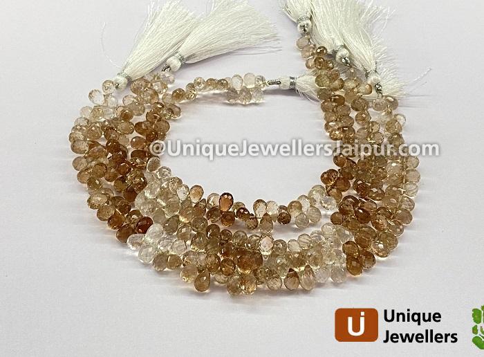 Brown Imperial Topaz Faceted Drops Beads