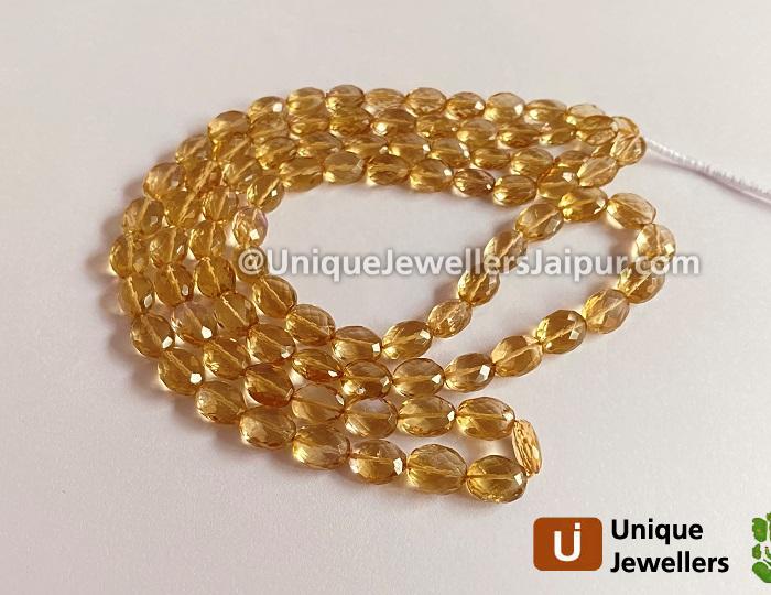 Champagne Citrine Far Faceted Oval Beads