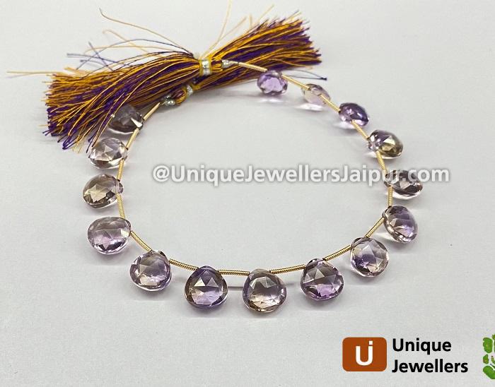 Ametrine Faceted Heart Beads