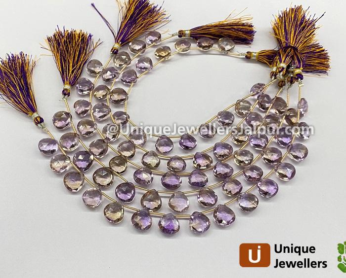 Ametrine Faceted Heart Beads