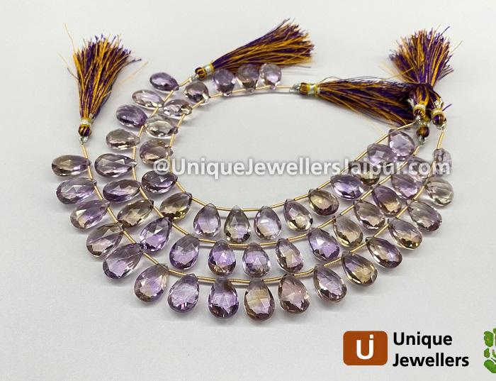 Ametrine Faceted Pear Beads