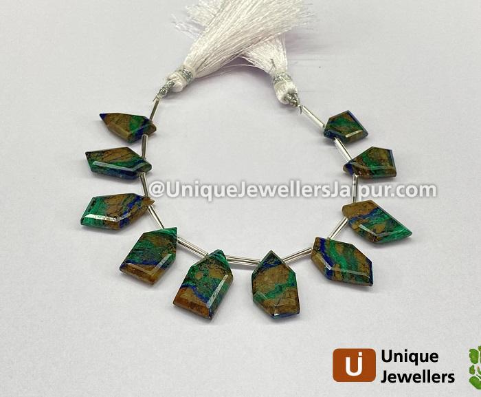 Azurite Malachite Faceted Flat Fancy Beads