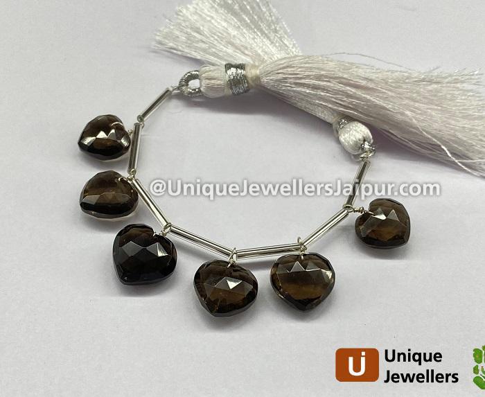 Smoky Faceted Heart Beads