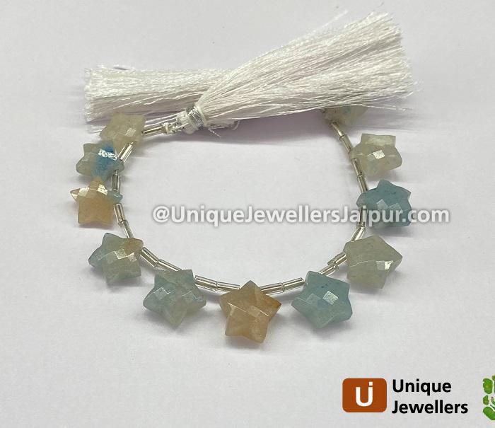 Lazulite Or Trolleite Quartz Faceted Star Beads