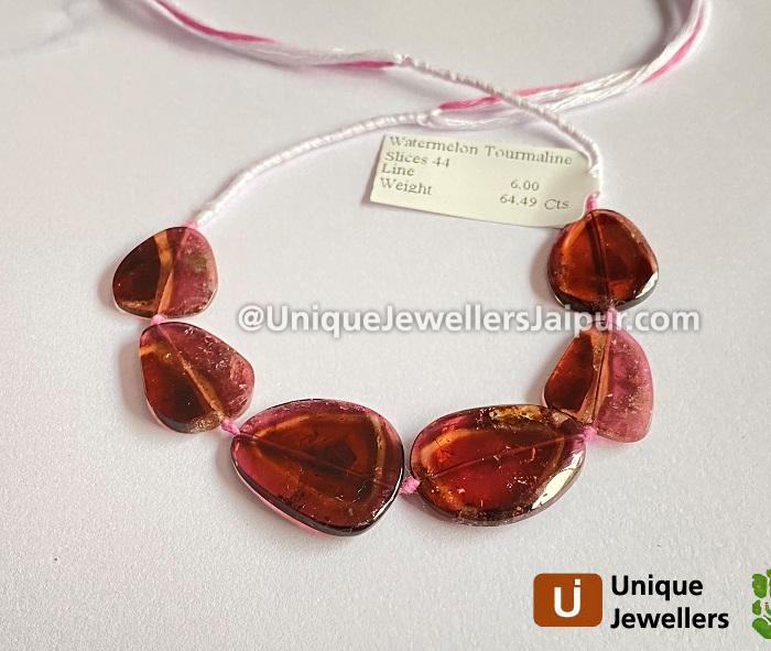 Watermelon Tourmaline Smooth Slices Beads 