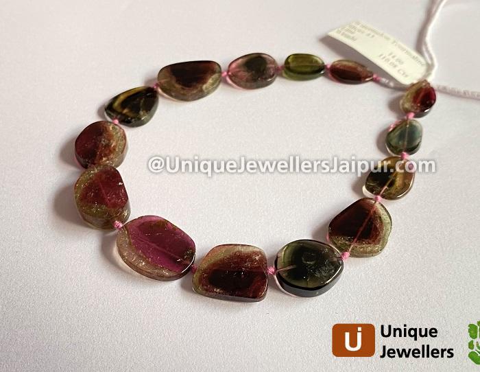 Watermelon Tourmaline Smooth Slices Beads