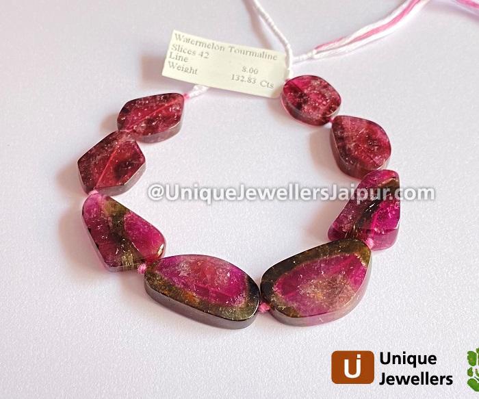 Watermelon Tourmaline Smooth Slices Beads