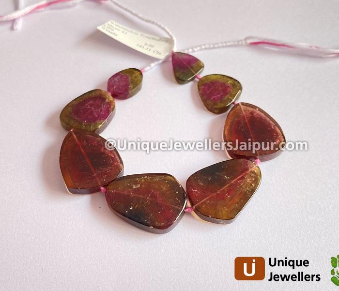 Watermelon Tourmaline Smooth Slices Beads