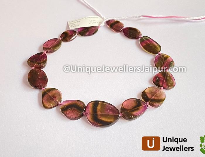 Watermelon Tourmaline Smooth Slices Beads