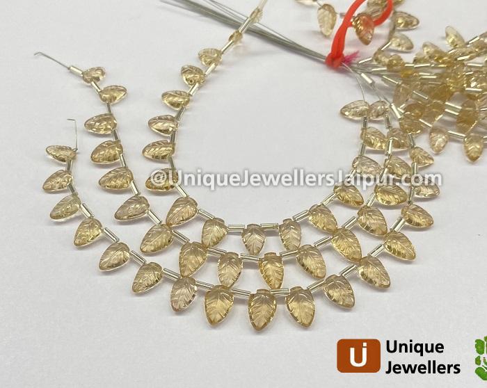 Champagne Citrine Carved Leaf Beads