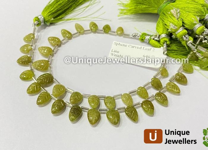 Sphene Carved Leaf Beads