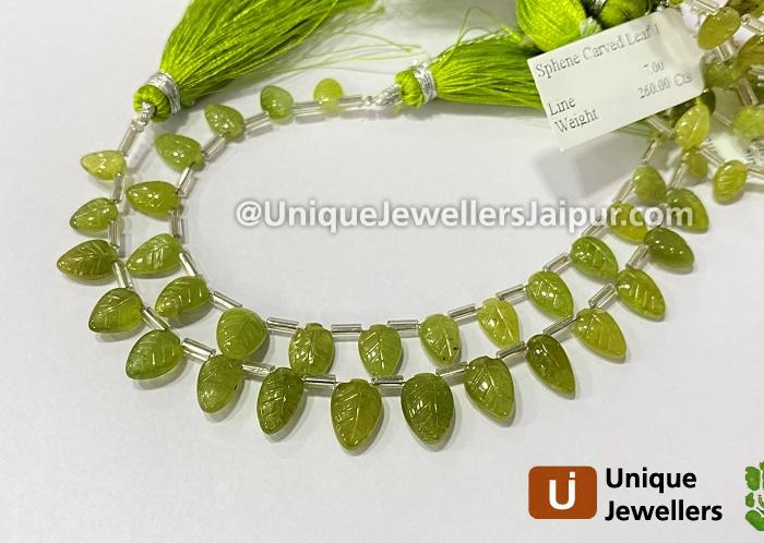 Sphene Carved Leaf Beads