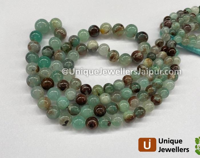 Aqua Chalcedony Smooth Round Beads